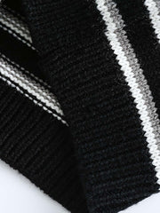 ストライプ柄 ポロカラーカーディガン