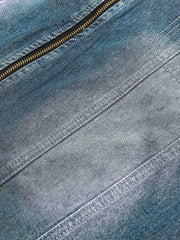 折り襟 ウォッシュ加工 デニムジャケット