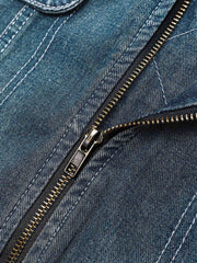 折り襟 ウォッシュ加工 デニムジャケット