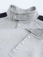 刺繍入り ハーフボタン スウェット