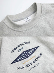 英字刺繍 コットン ラウンドネック パーカー