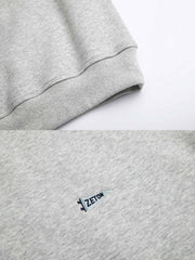 英字刺繍 コットン ラウンドネック パーカー