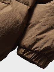 無地立襟 ポケット付きダウンジャケット