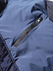 立襟 カラーブロック ダウンジャケット