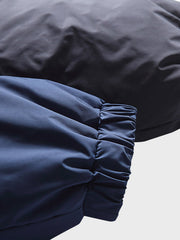 立襟 カラーブロック ダウンジャケット