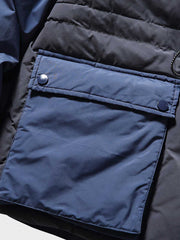 立襟 カラーブロック ダウンジャケット