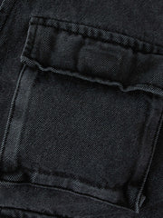 ウォッシュ加工 Vネック デニム ベスト