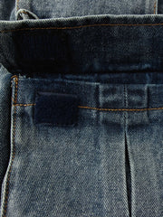 ウォッシュ加工 Vネック デニム ベスト