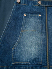 デニムパッチワーク サスペンダーxファスナーパーカー