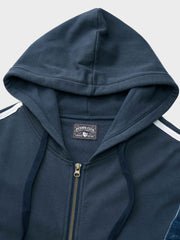 デニムパッチワーク サスペンダーxファスナーパーカー