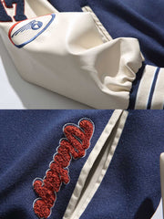 3色 パッチワークx刺繍入り ベースボールジャケット