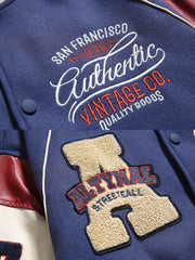 3色 パッチワークx刺繍入り ベースボールジャケット