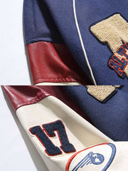 3色 パッチワークx刺繍入り ベースボールジャケット