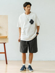 3色 小人柄 ポケット 半袖Tシャツ