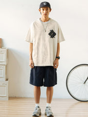 3色 小人柄 ポケット 半袖Tシャツ