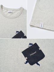 3色 小人柄 ポケット 半袖Tシャツ