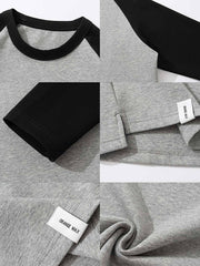 4色展開 4カラーブロック長袖Tシャツ