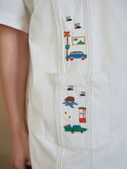 手描き カートゥーン 刺繍シャツ