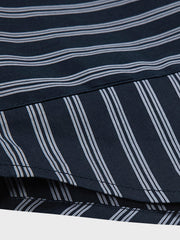 ボーダー ポケット 切り替え ストライプ 半袖シャツ