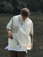 アシンメトリー ポケットシャツ