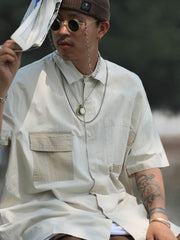 アシンメトリー ポケットシャツ