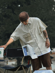 アシンメトリー ポケットシャツ