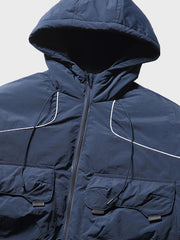 ダブルポケット+フード付き 中綿ジャケット