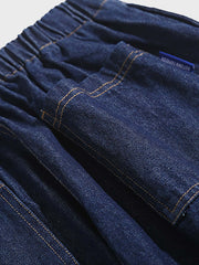 ウォッシュ加工ワイドレッグデニムパンツ