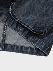 ウォッシュ加工 ノーカラー デニムジャケット