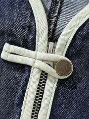 ウォッシュ加工 ノーカラー デニムジャケット