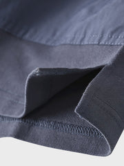 異素材 ポケット 丸襟 長袖Tシャツ