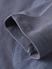 異素材 ポケット 丸襟 長袖Tシャツ