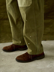 レトロ 人字柄 パッチワーク スラックス