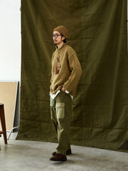 レトロ 人字柄 パッチワーク スラックス