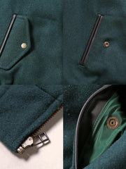 アイビースタイル レザー袖 ウールベースボールジャケット