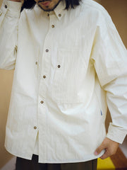 シワ加工 ボタンダウン 長袖シャツ