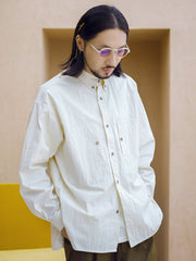 シワ加工 ボタンダウン 長袖シャツ