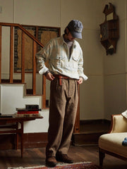 ジッパー付き チェック柄 プルオーバーシャツ