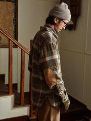 ジッパー付き チェック柄 プルオーバーシャツ