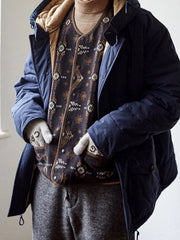 背中 コーデュロイ ナバホ柄 ジャカード ベスト