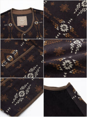 背中 コーデュロイ ナバホ柄 ジャカード ベスト