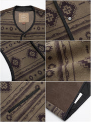 背中 コーデュロイ ナバホ柄 ジャカード ベスト