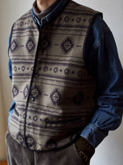 背中 コーデュロイ ナバホ柄 ジャカード ベスト