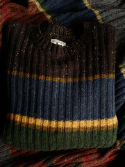 ストライプ柄 ドロップショルダーウール セーター