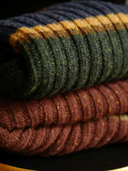 ストライプ柄 ドロップショルダーウール セーター