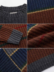 ストライプ柄 ドロップショルダーウール セーター