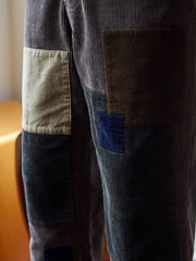 パッチワーク カーキ色 コーデュロイ スラックス