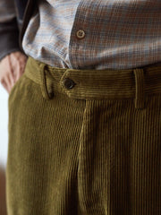 パッチワーク カーキ色 コーデュロイ スラックス