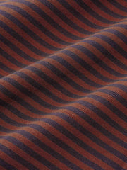 丸い裾 純綿 ストライプ 長袖Tシャツ