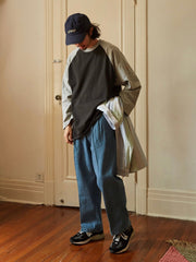 スリーブ コントラストカラー 長袖Tシャツ